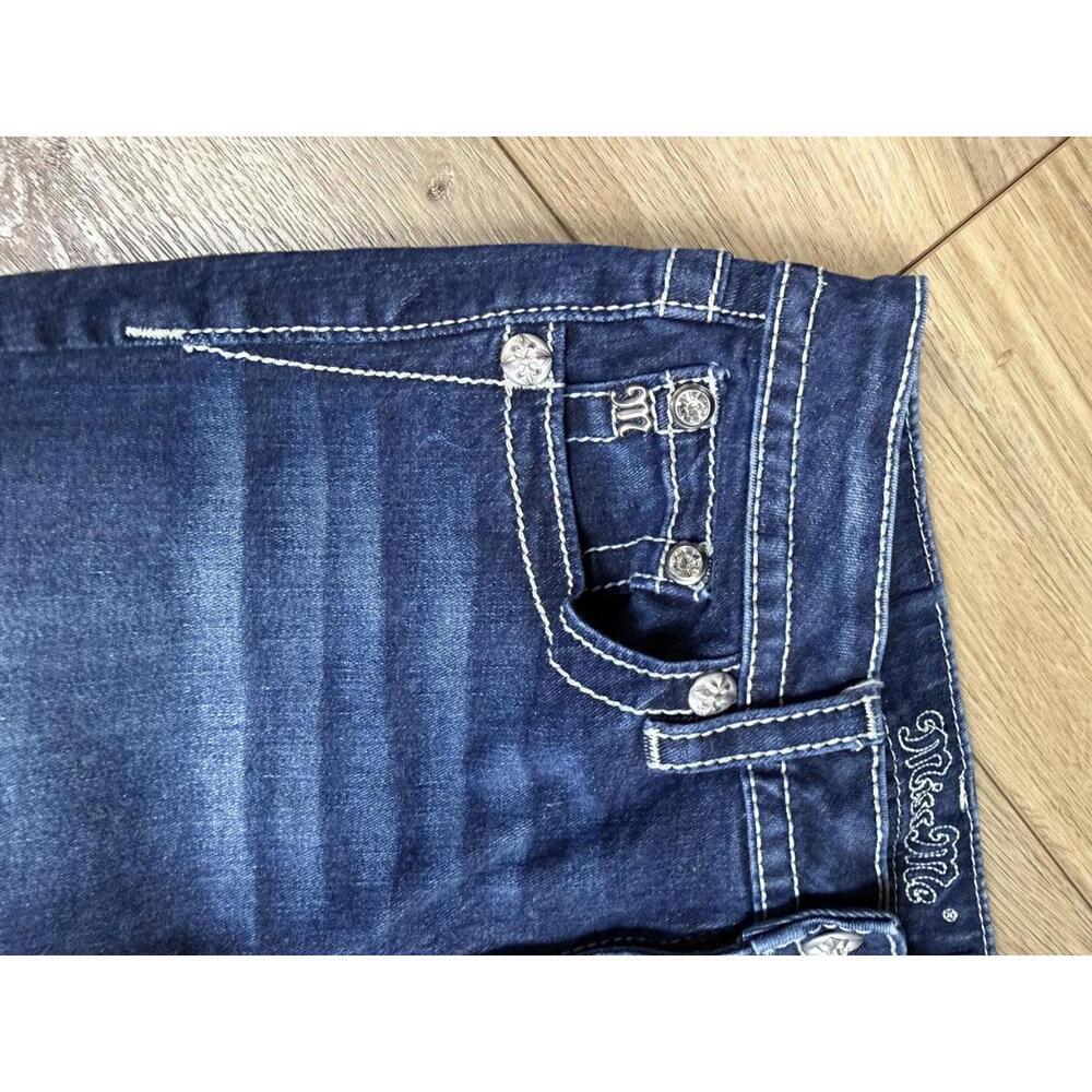 Miss Me Jeans Womens 27 Blue Dark Wash Chloe Boot Bootcut Embellished Denim - Picture 7 of 13